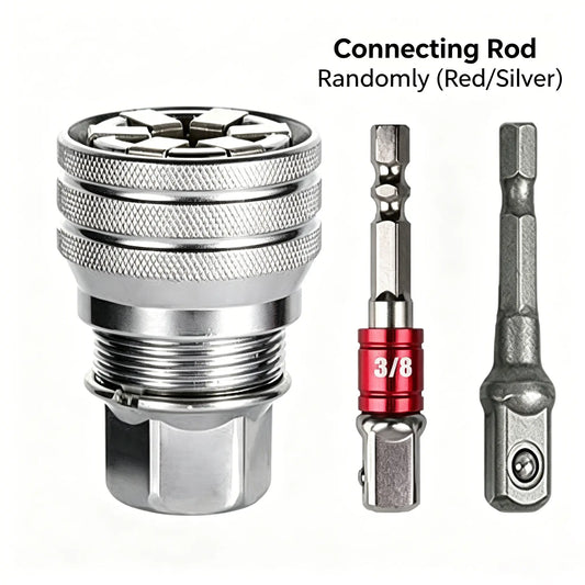 Multi-Function Universal Socket Wrench Tool - Universal Maintenance Tool, Adjustable Universal Socket Wrench, Universal Socket Tool for 3/8" Drive Ratchet Torque Wrench & Power Drill (Connecting rod random color)