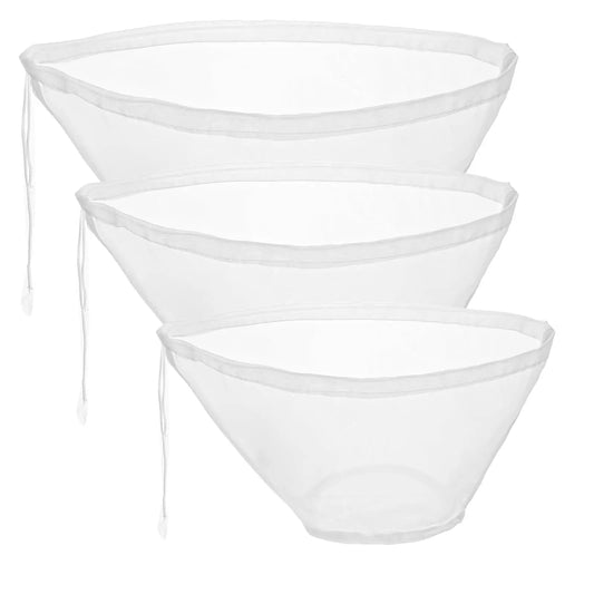 3PCS Bowl-Shaped Nylon Nut Milk Bag, Reusable Strainer Bags for Cheese Cloths Almond Milk, Tea, Juice, Yogurt, Cheesecloth Alternative, Fine Mesh Food Filter