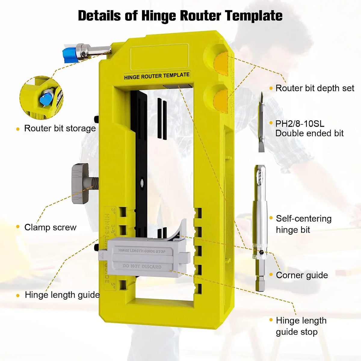 Hinge Door Lock Hole Positioner Kit Set, Hinge Door Lock Installation Kit, Mortiser Template Holder Orifice Locator, Door Hardware Tool