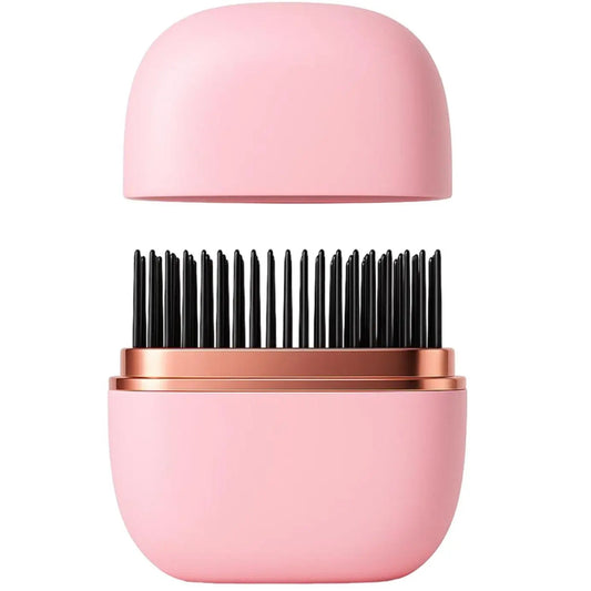 Mini Cordless Hair Straightener, Portable 2-in-1 Heated Comb & Iron, USB-C Rechargeable, Travel-Friendly Styling Tool, Multifunctional Hair Styler For Travel & Home Anti-Frizz Brush Pink